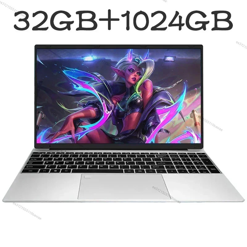 2025 High-Performance Laptop – Intel N95, 32GB+2TB, 4K 120Hz Screen, Windows 11 Pro, Office, Fingerprint Unlock